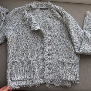 Kobi Halperin Blue-Gray Textured Knit Cardigan